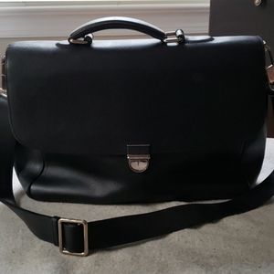 Men's blask textured leather briefcase